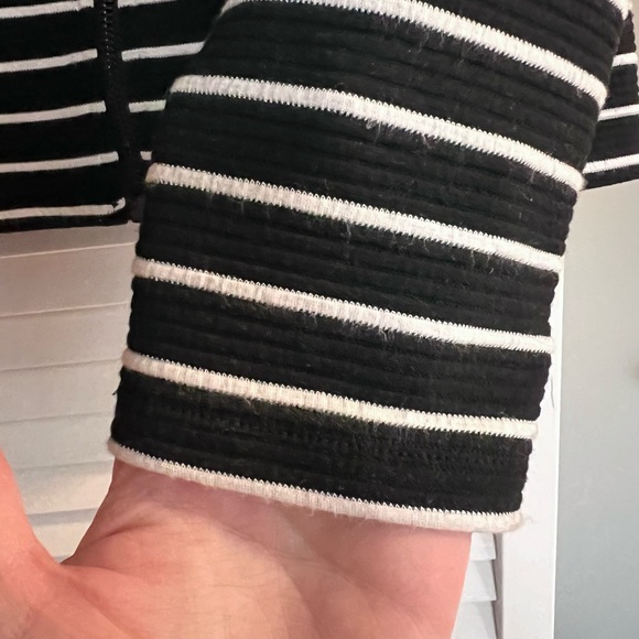 APT 9 Black & White Striped Ribbed Jacket Size M Petite - Picture 10 of 12